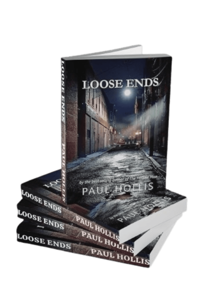 Loose Ends book standing upright with dramatic lighting, capturing the suspense of espionage in 1970s Europe.
